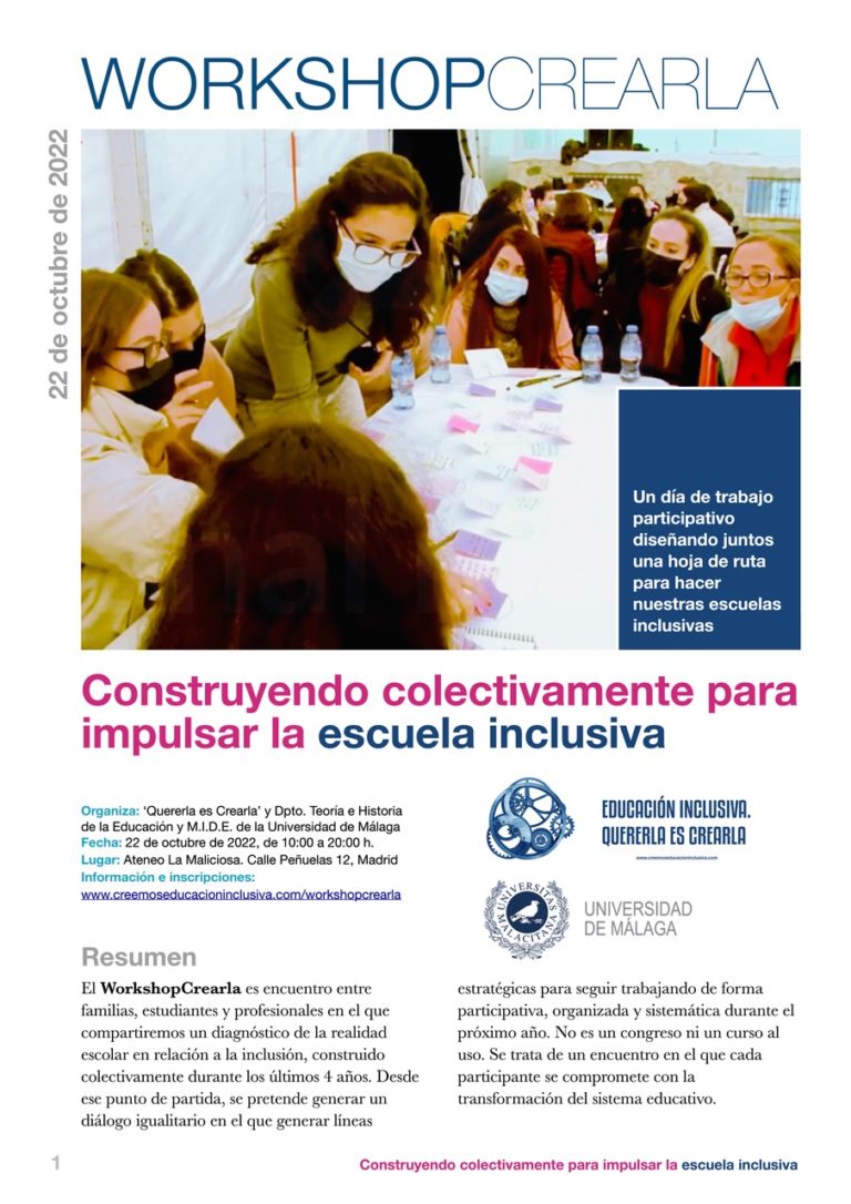 Portada del dossier 'Workshop Crearla'. Accede a la descripción completa en los enlaces que la acompañan.