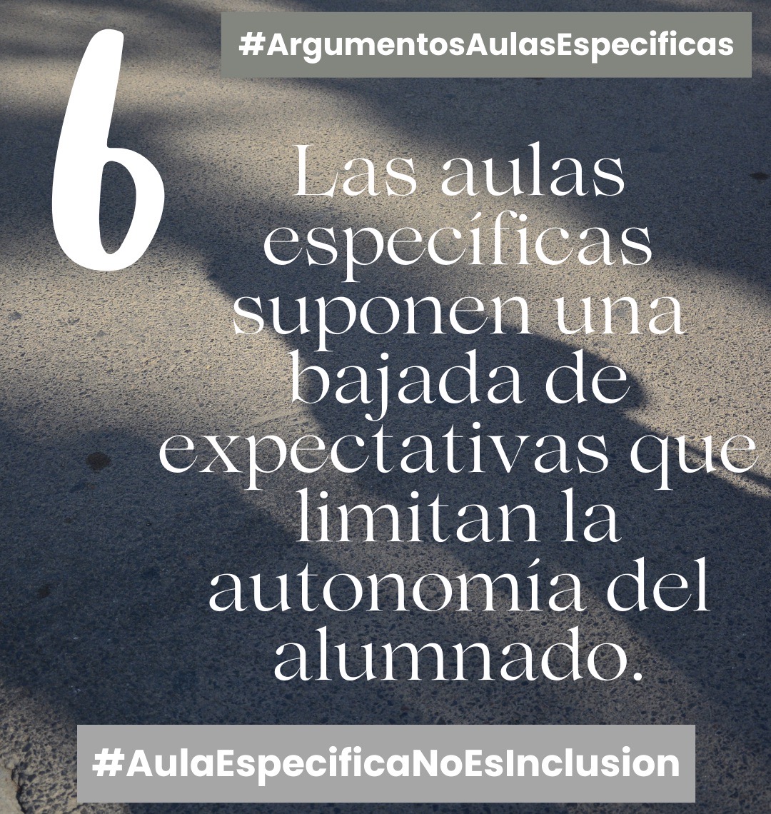 Las aulas específicas suponen una bajada de expectativas que limitan la autonomía del alumnado