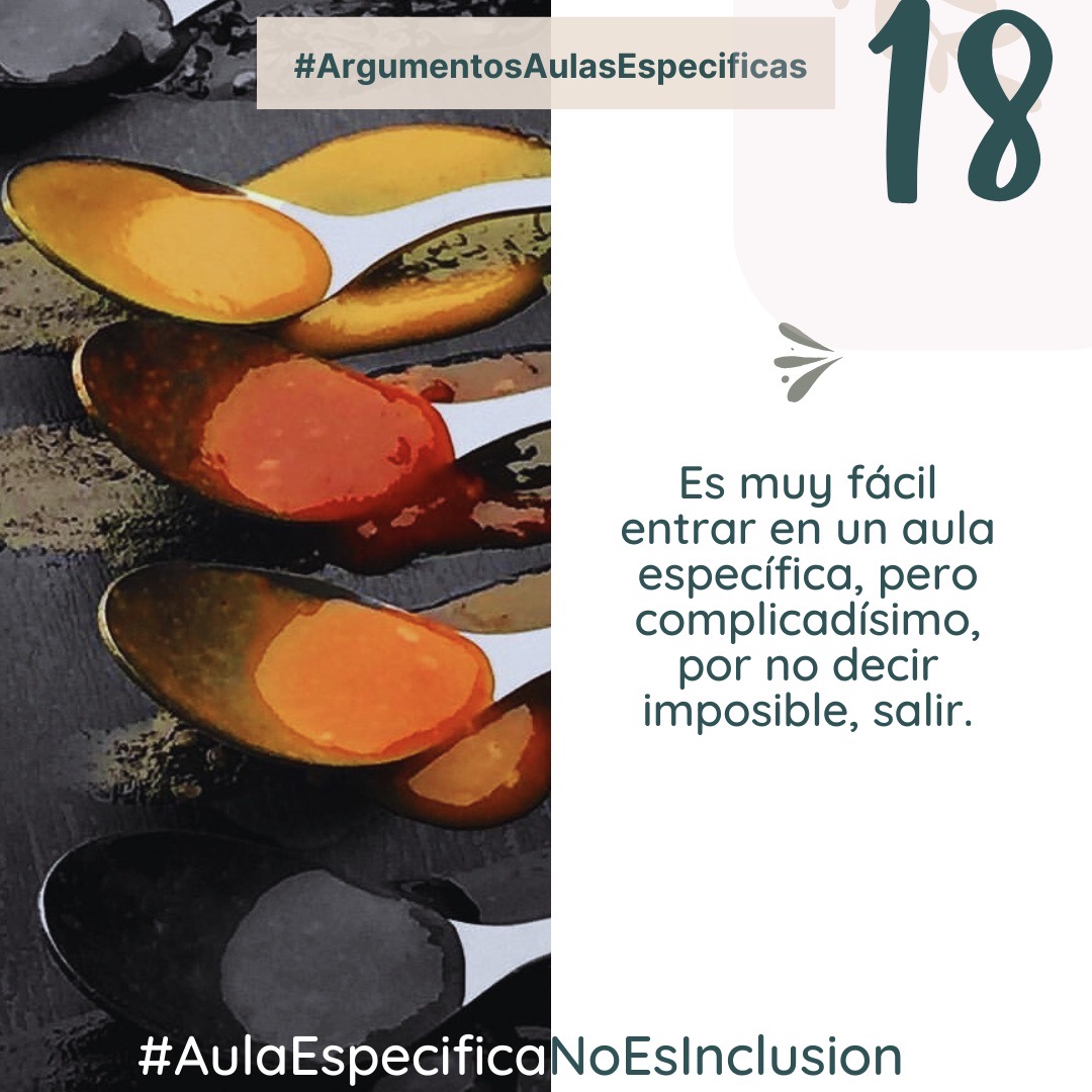 Es muy fácil entrar en un aula específica, pero lo que no se explica a las familias es que una vez dentro, es complicadísimo, por no decir imposible, salir